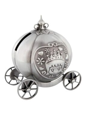 Princess Carriage Piggy Bank Silver Baby Keepsake Coin Bank 4.5"